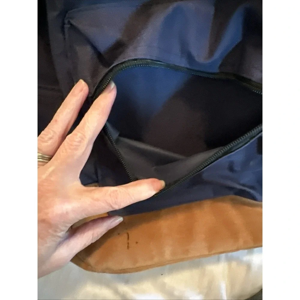 trailmaker backpack Dark Blue Faux Leather Bottom/trim School Computer Bag